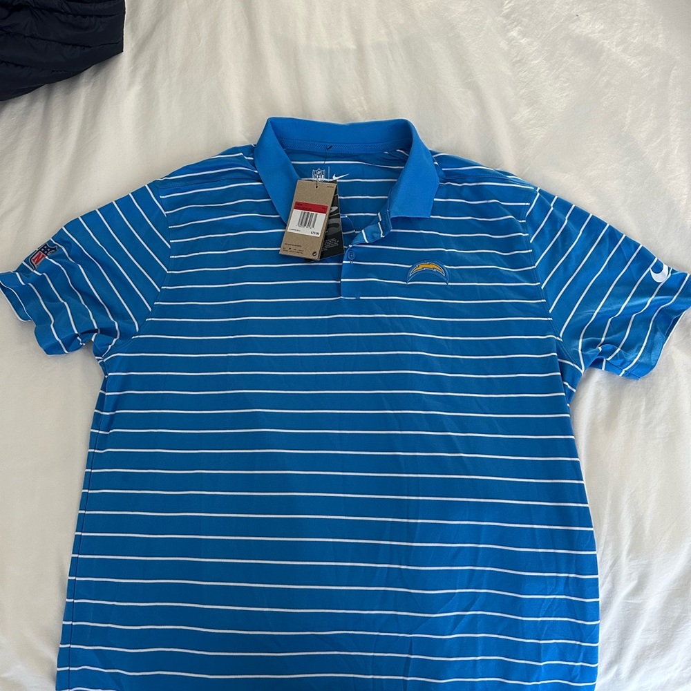 LA Chargers - Nike Blue and White Striped Polo Shirt